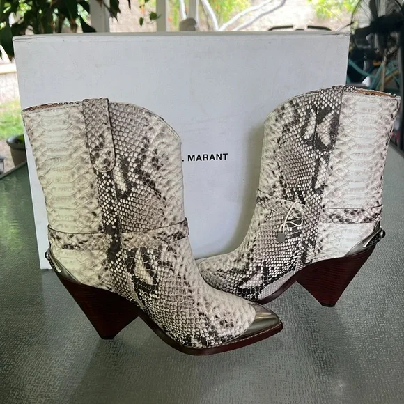 Isabel Marant Python Embossed Western Boots - Picture 9 of 14